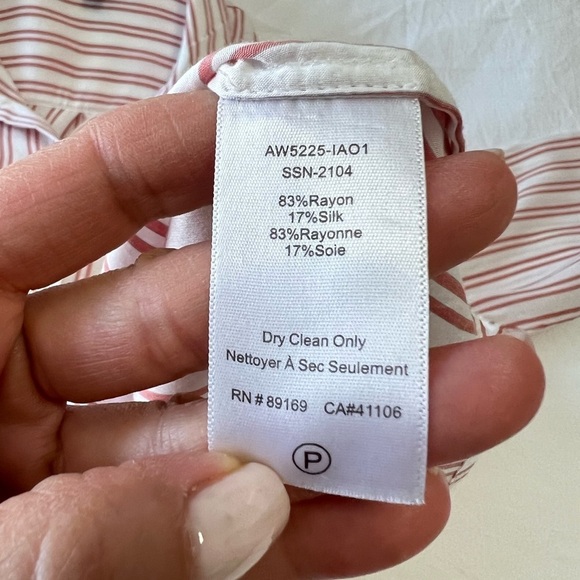 ATM Anthony Thomas Melillo Blouse Button Up Shirt Silk Blend Striped SZ Medium. - Picture 8 of 8